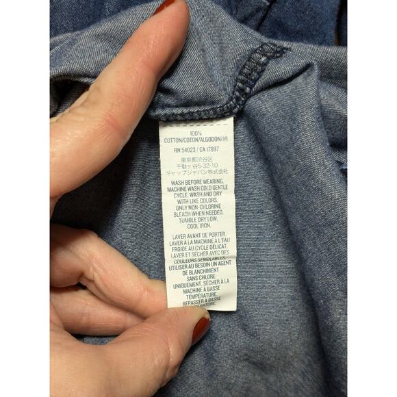 Old Navy Wmns Sz S Dark Blue Chambray Jean Long Sleeve Tunic Top Cowboy Western - Picture 3 of 7